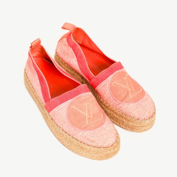 Louis Vuitton Pink Shore Postcard Embroidered-Logo Espadrilles - Picture 1 of 10
